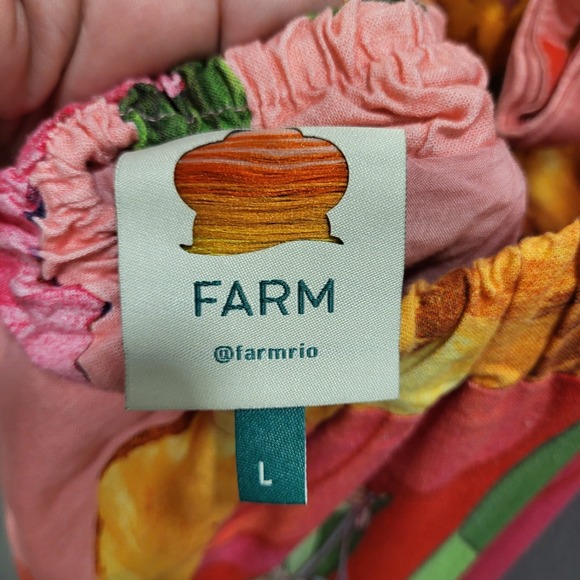 Farm Rio Tie Back‎ Dress Women's Size Large Mixed Chita Floral Print Boho - Picture 4 of 8